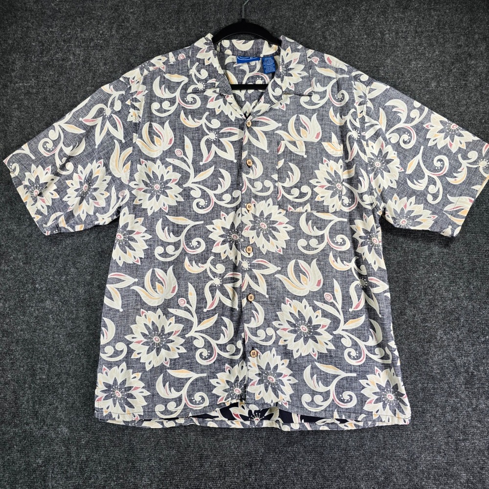 Vintage Ocean Pacific OP Men's L Reverse Print Aloha Hawaiian Shirt Cotton